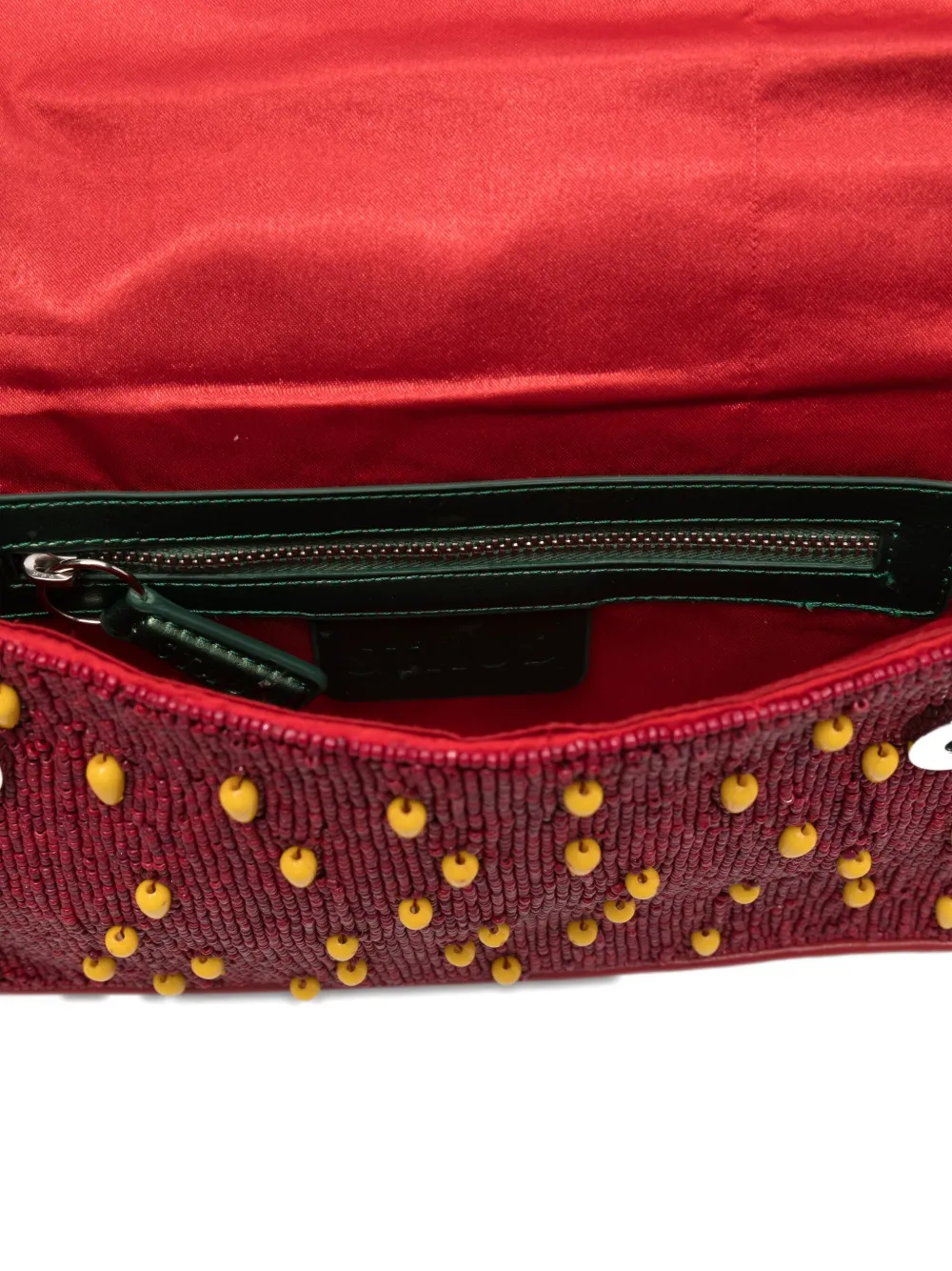 STAUD Tommy beaded strawberry-motif shoulder bag Rood