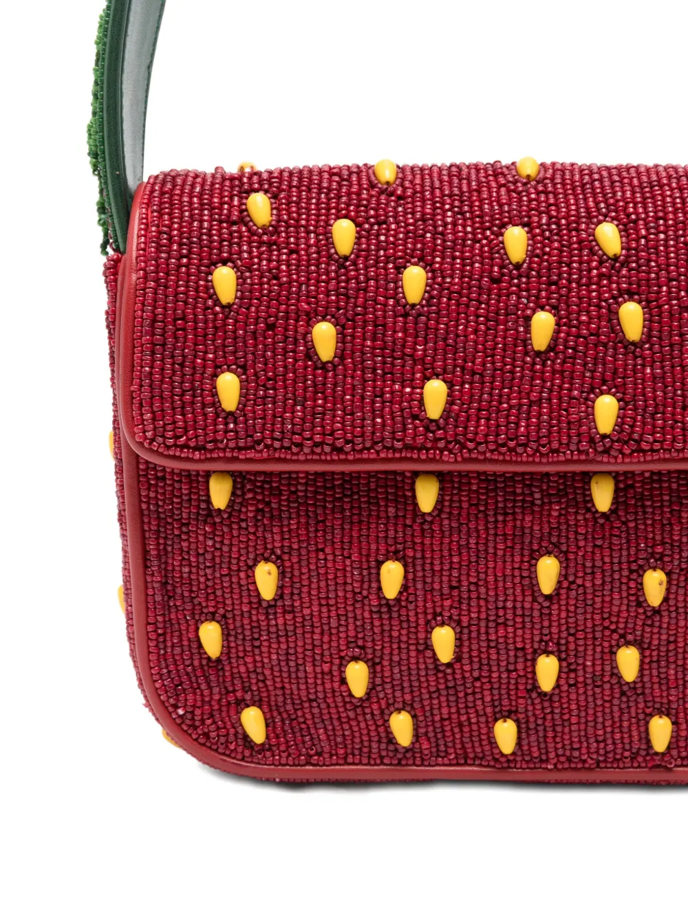 STAUD Tommy beaded strawberry-motif shoulder bag Rood