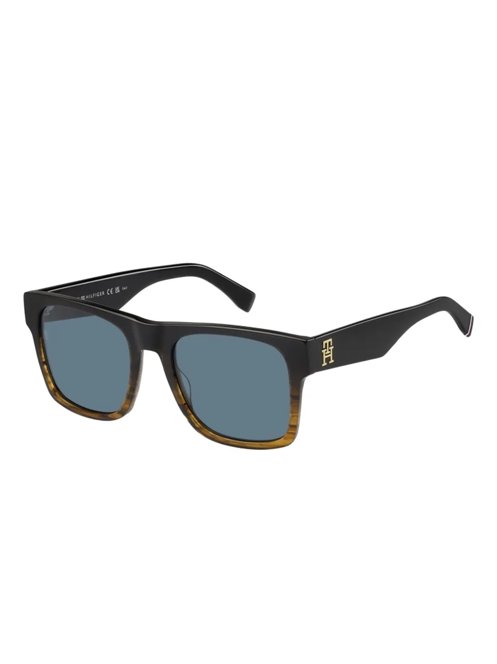 Tommy Hilfiger horn-effect square sunglasses - Zwart