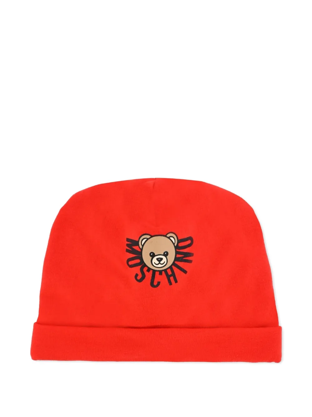 Moschino Kids teddy-print beanie | Red | Image 1