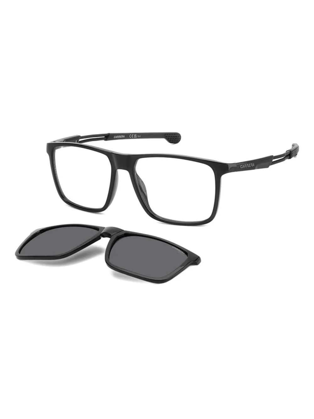 Carrera square-frame clip-on sunglasses Zwart