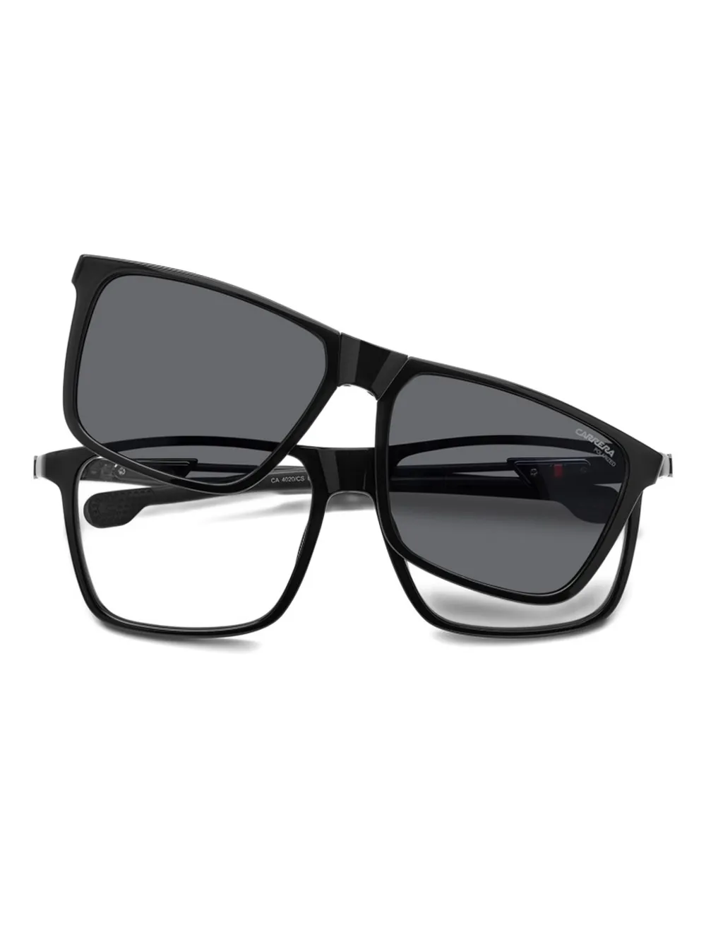 Carrera square-frame clip-on sunglasses Zwart