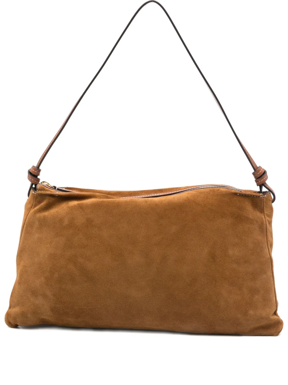 STAUD Harlow knotted-strap suede shoulder bag Bruin