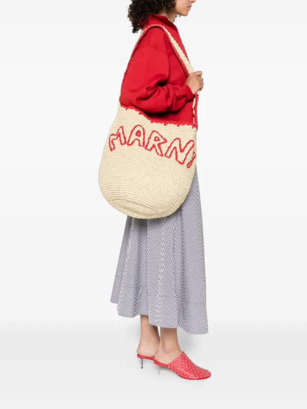 MARNI ロゴ入りショルダーバッグ Marni ロゴ ショルダーバッグ | ニュートラル | FARFETCH JP