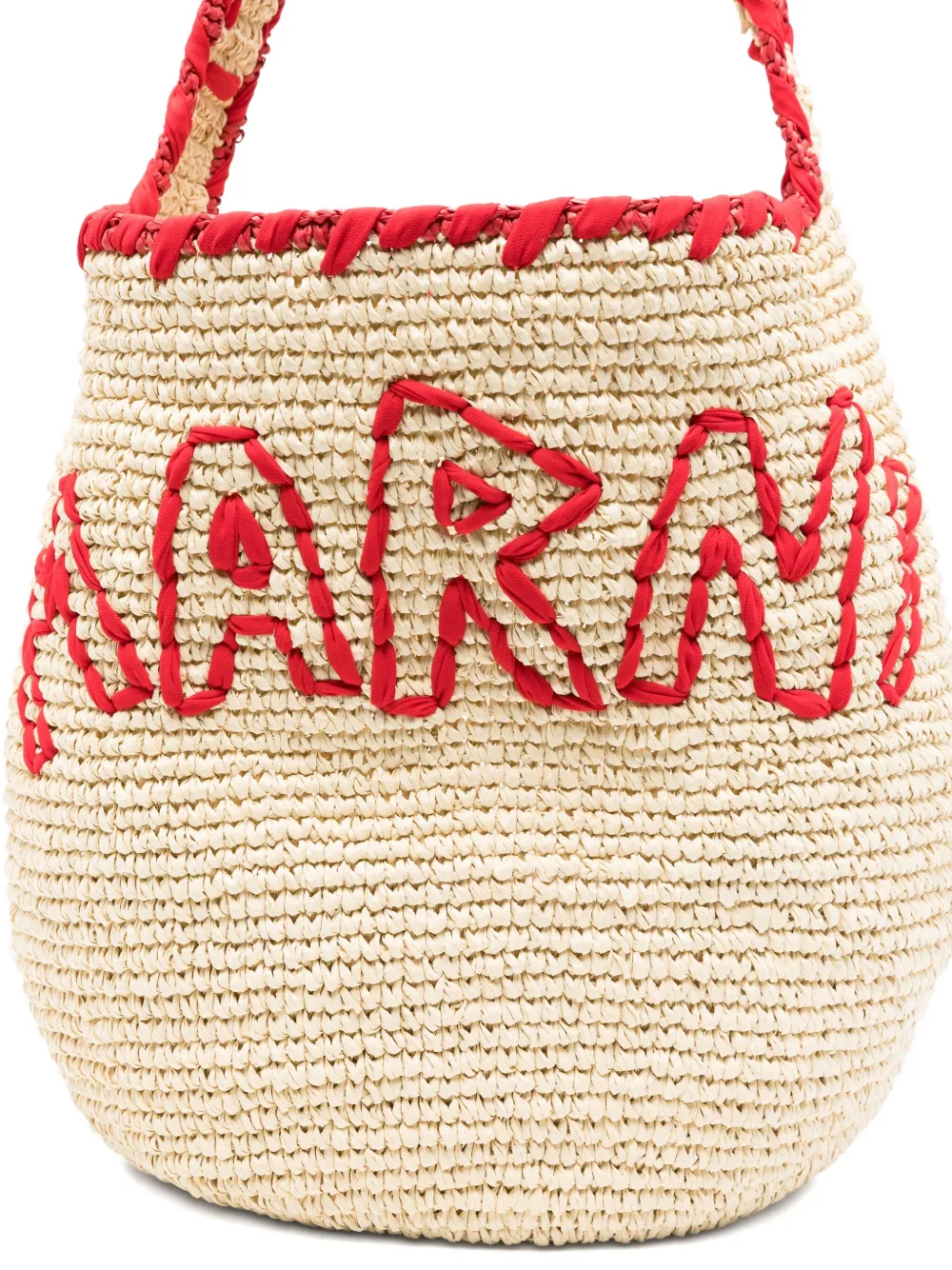 Marni Schoudertas met geborduurd logo Beige