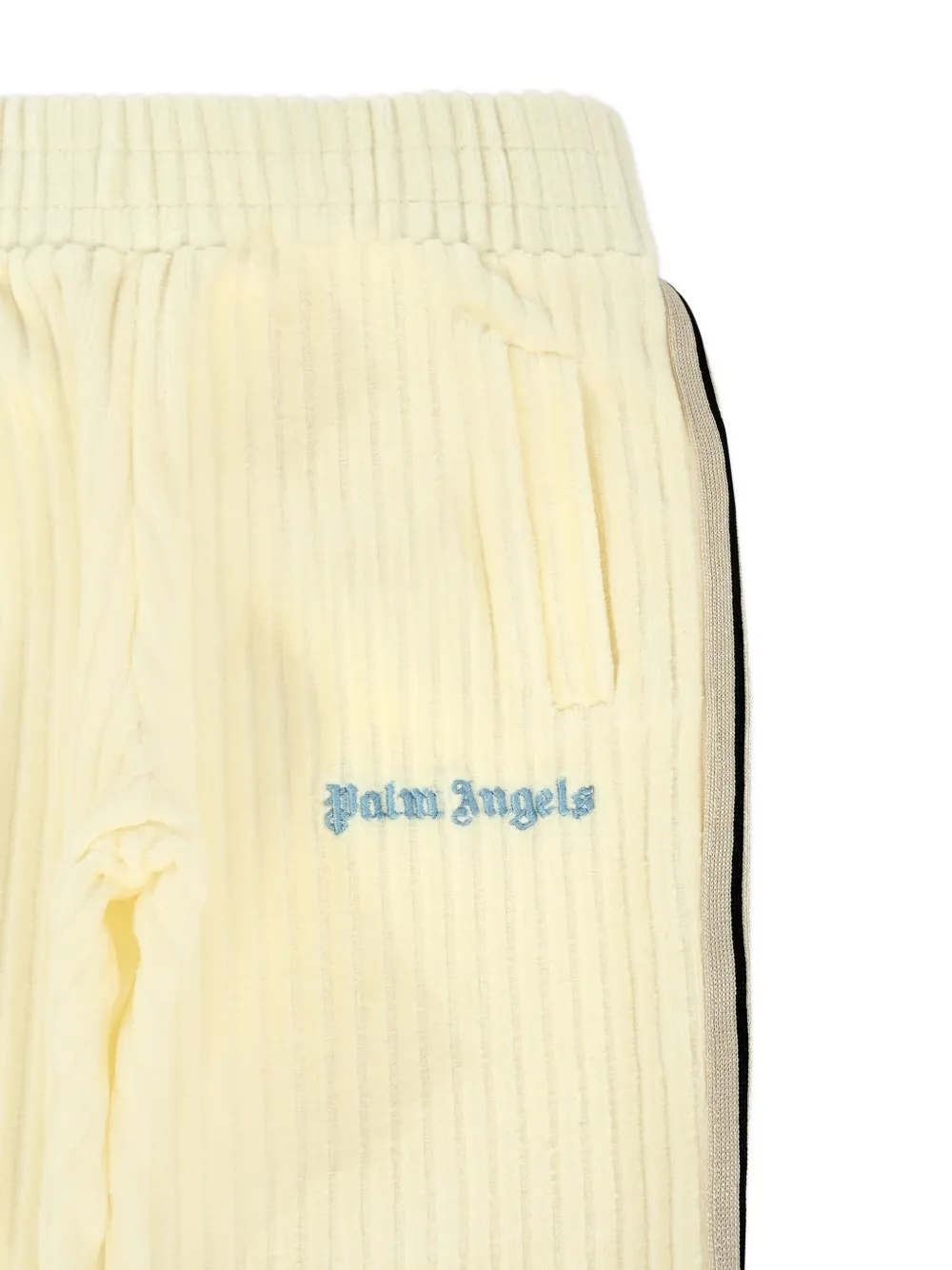 Palm Angels Kids Broek met zijstreep en geribbeld vlak Beige