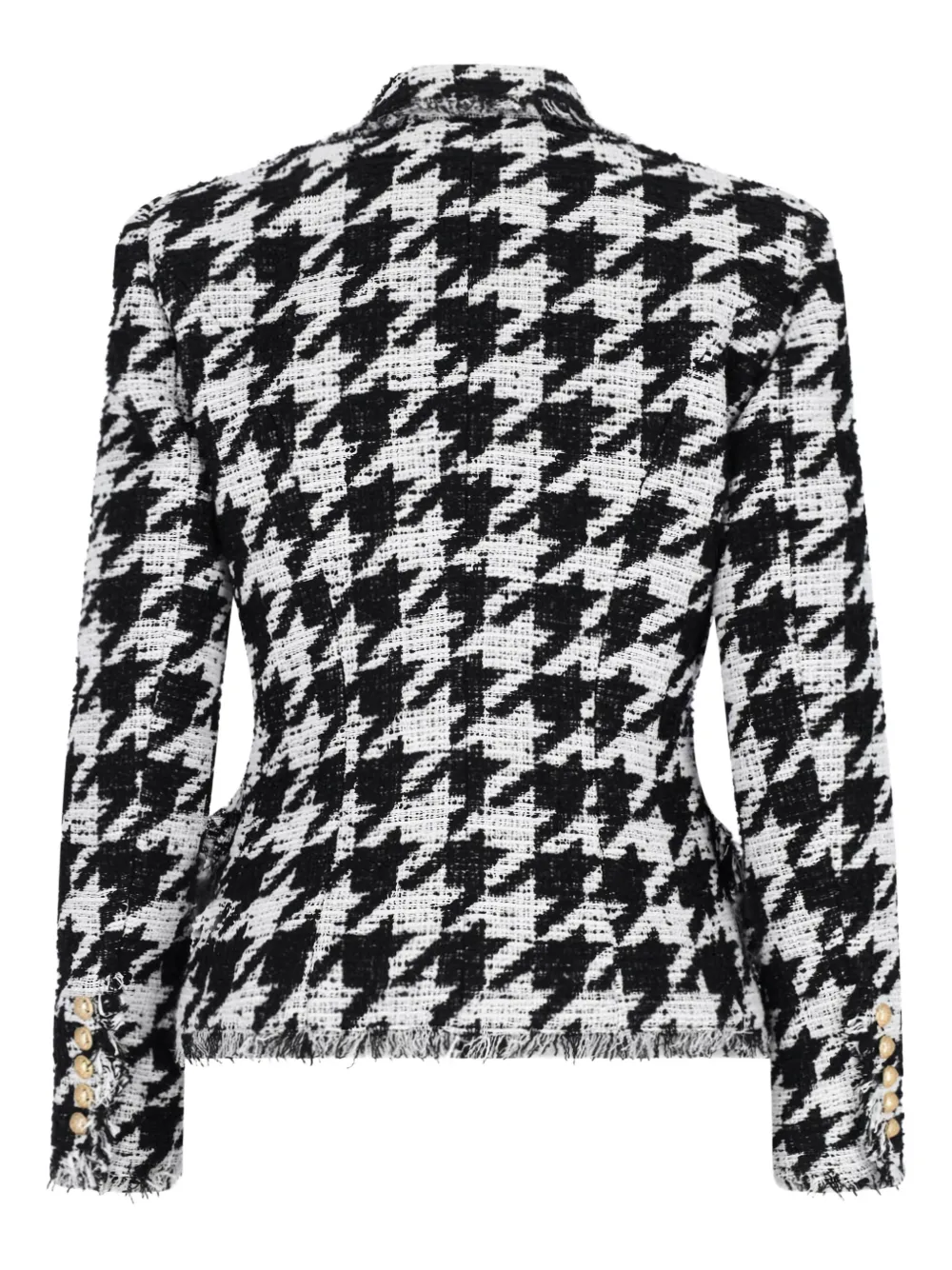 Balmain Blazer met pied-de-poule print en franje Wit