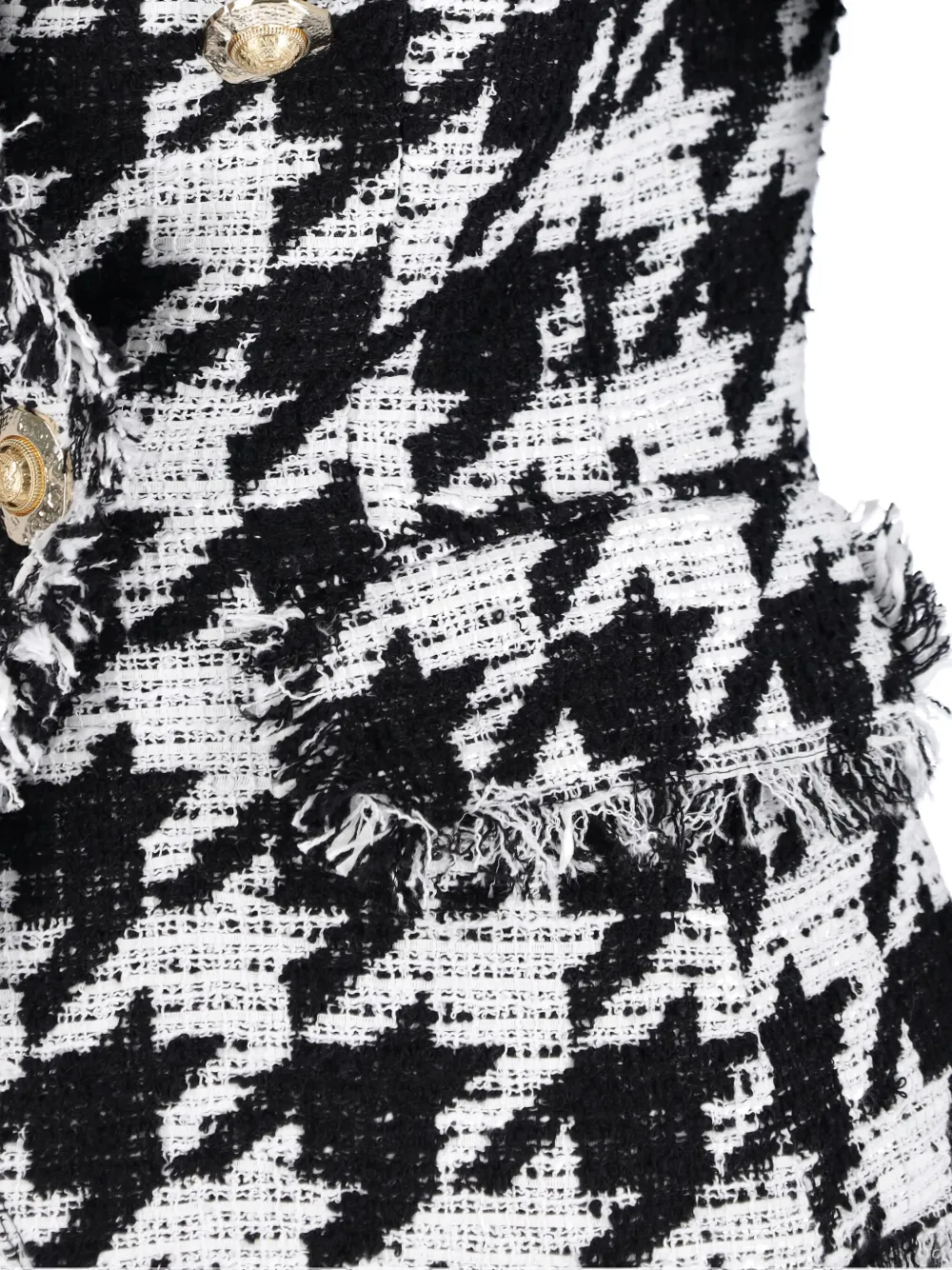 Balmain Blazer met pied-de-poule print en franje Wit