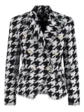 Balmain houndstooth-pattern fringed blazer - White