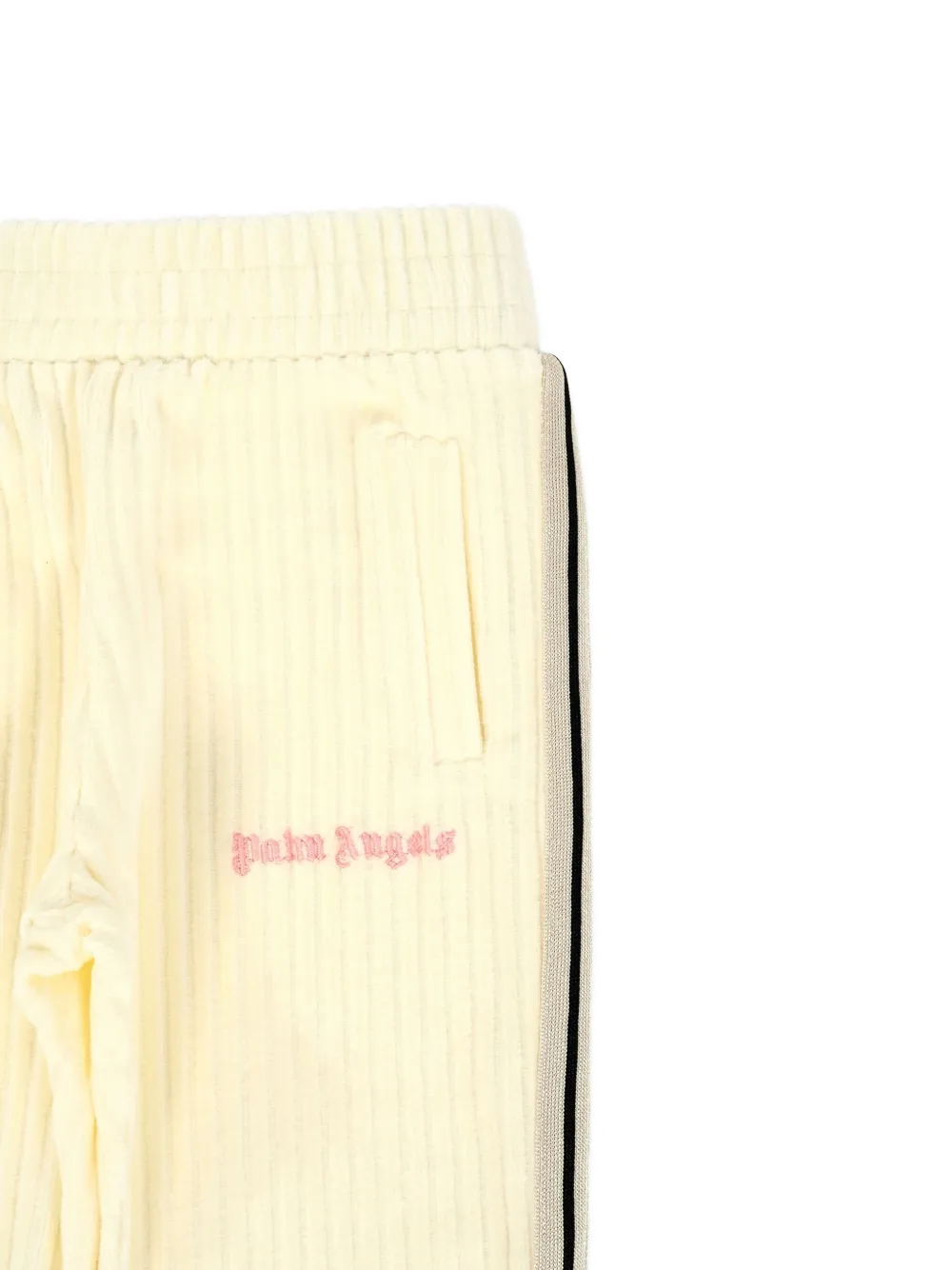 Palm Angels Kids Broek met zijstreep en geribbeld vlak Beige