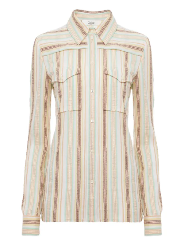 Chloé Striped Cotton Shirt in White