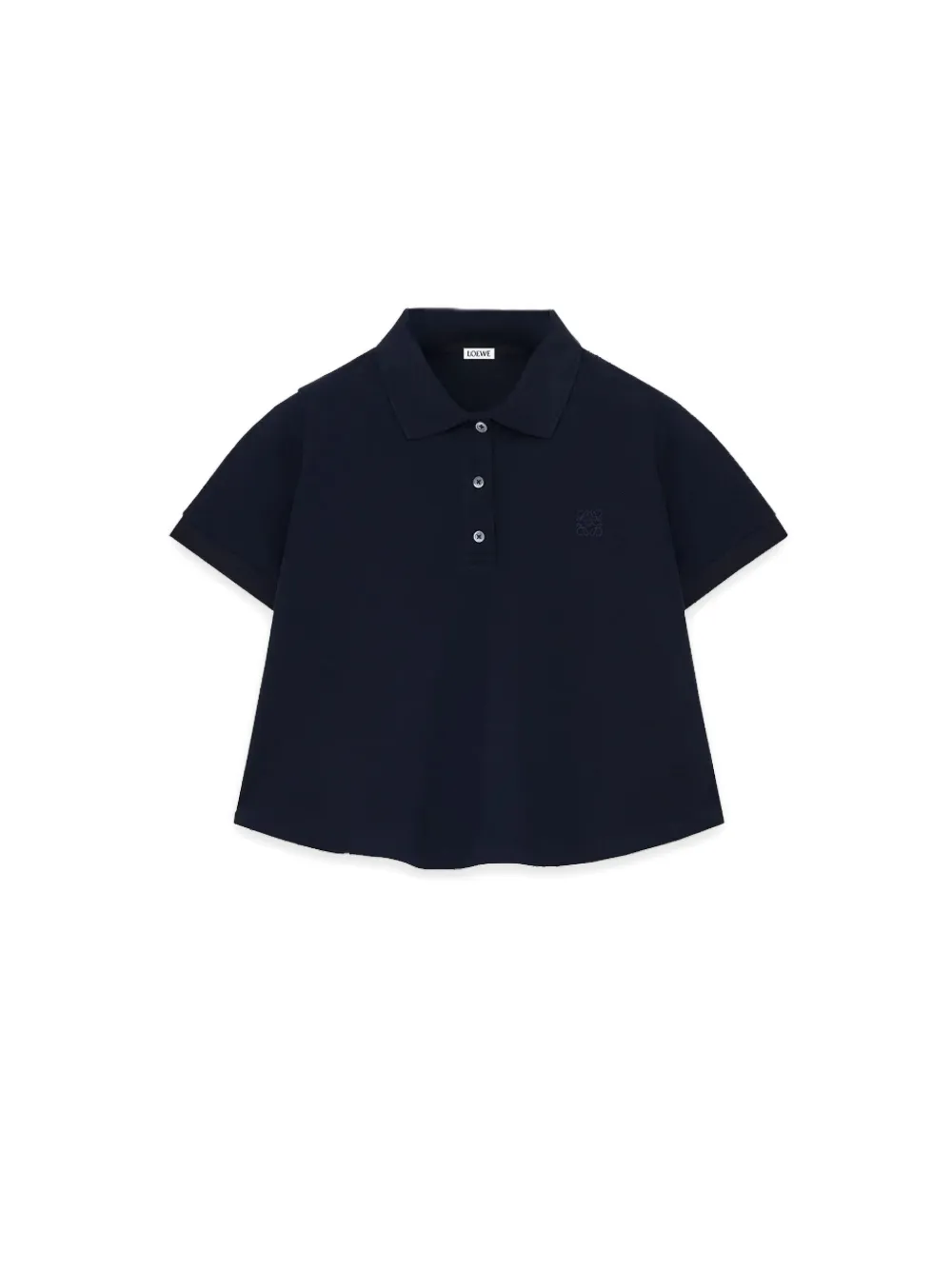 Loewe Womens Dark Navy Trapeze Cropped Cotton Polo Shirt In Black