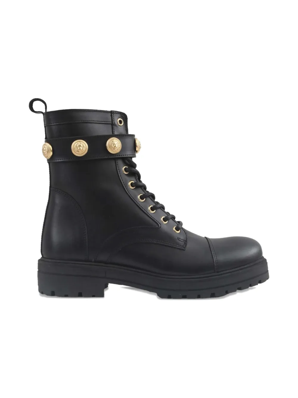 Balmain Kids medallion strap boots Zwart