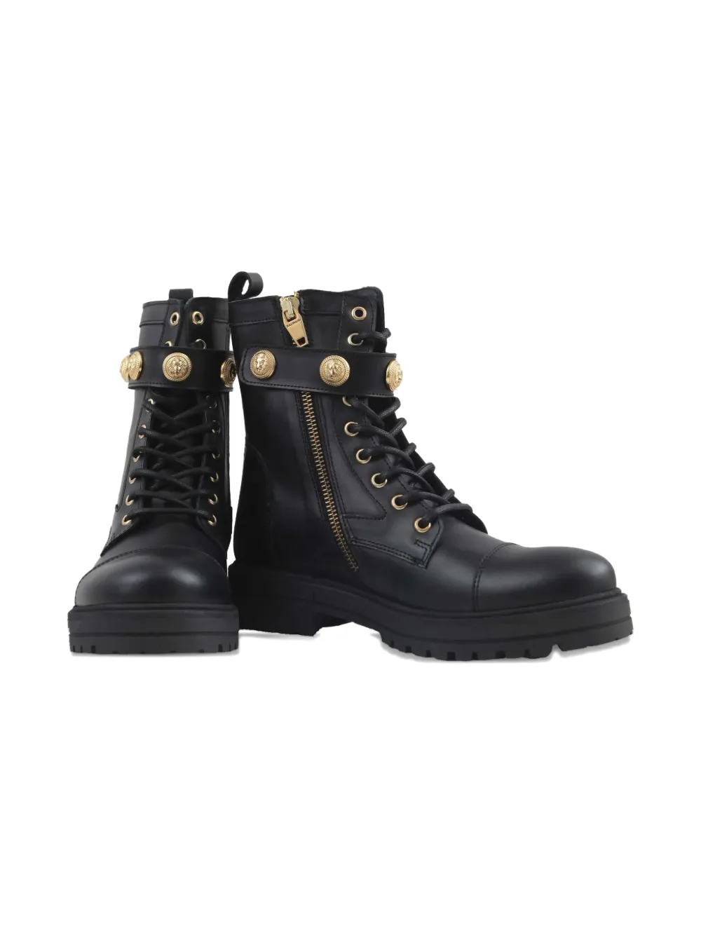 Balmain Kids medallion strap boots - Zwart
