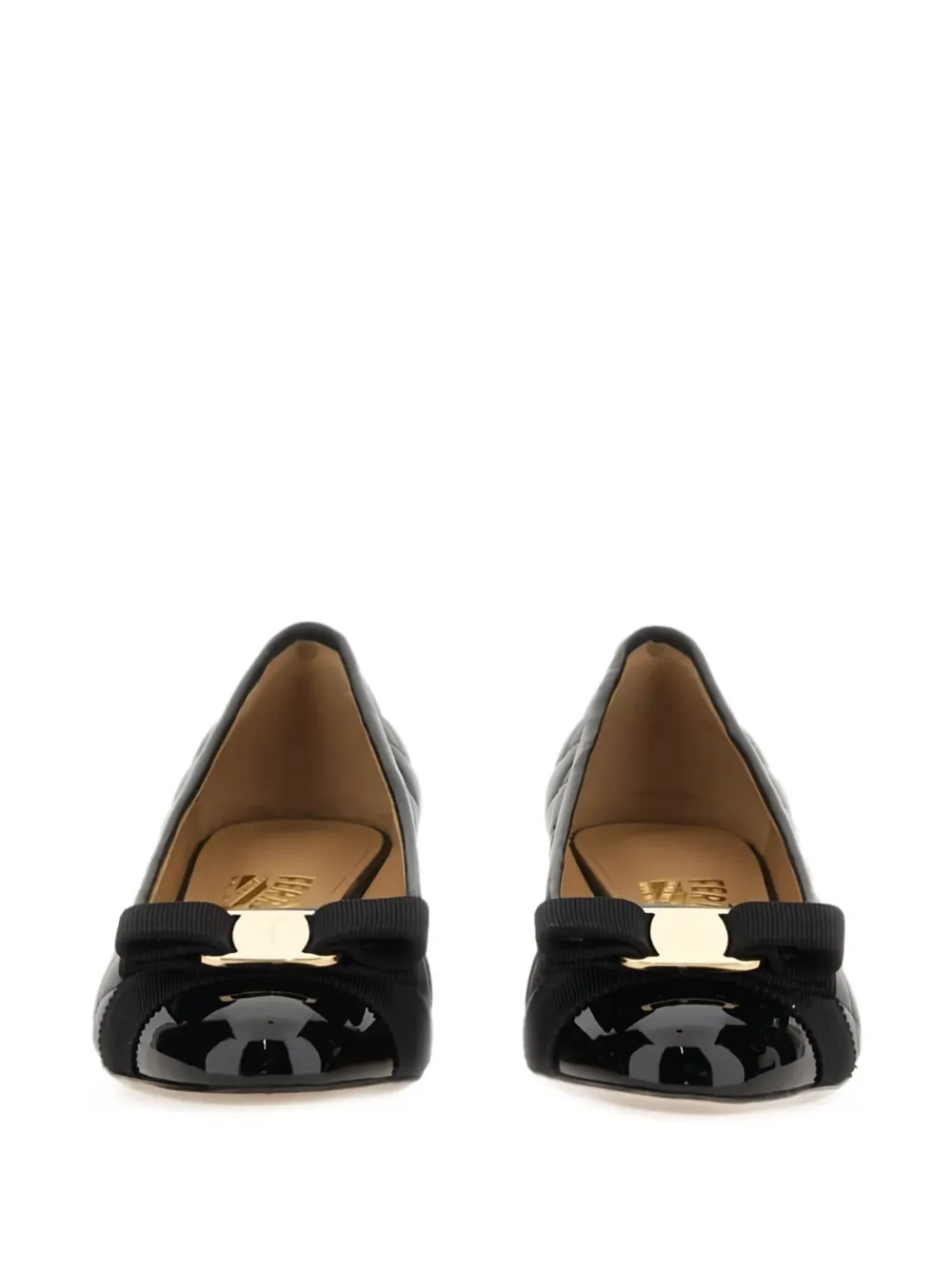 Ferragamo quilted bow pumps Black