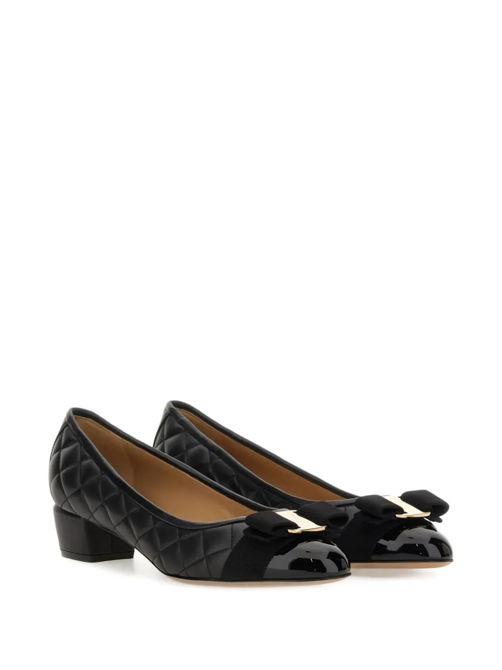 Ferragamo quilted bow pumps Black