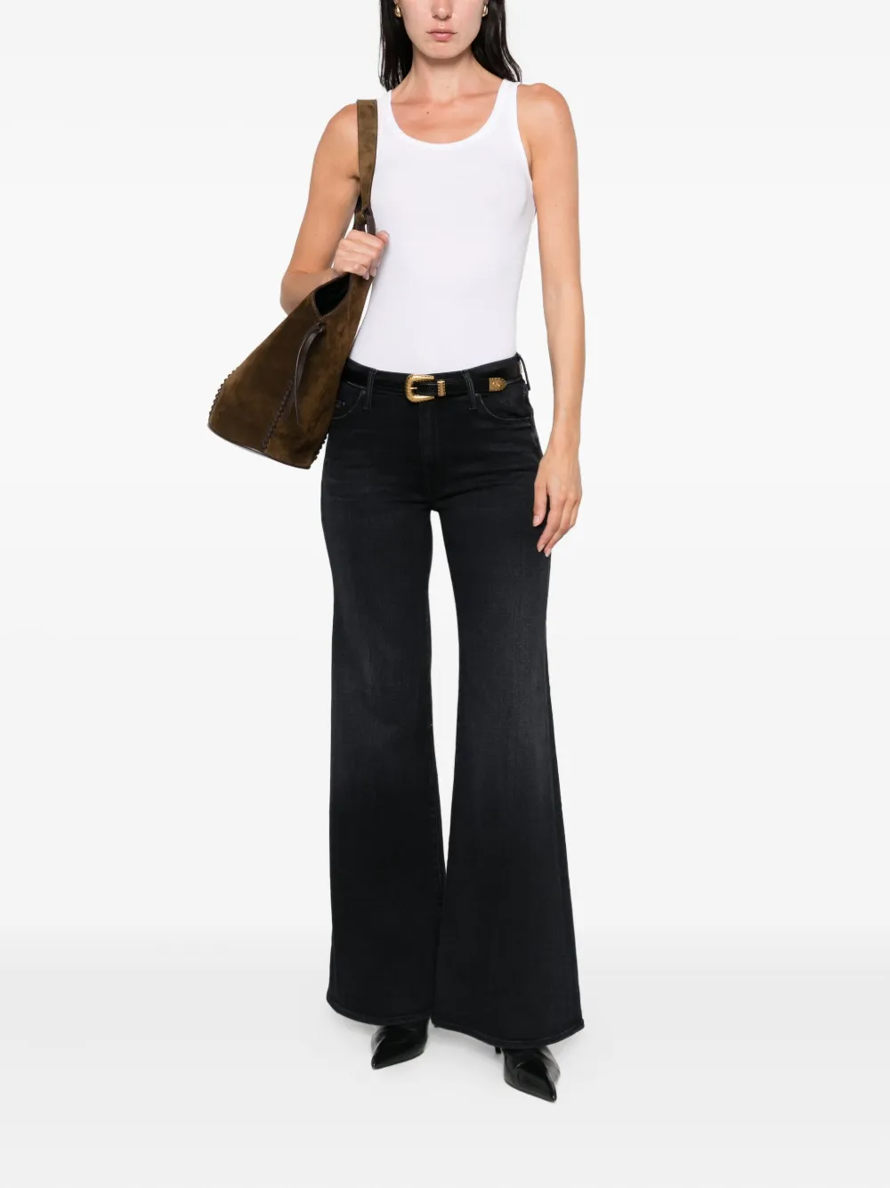 MOTHER logo-embellishment jeans Zwart