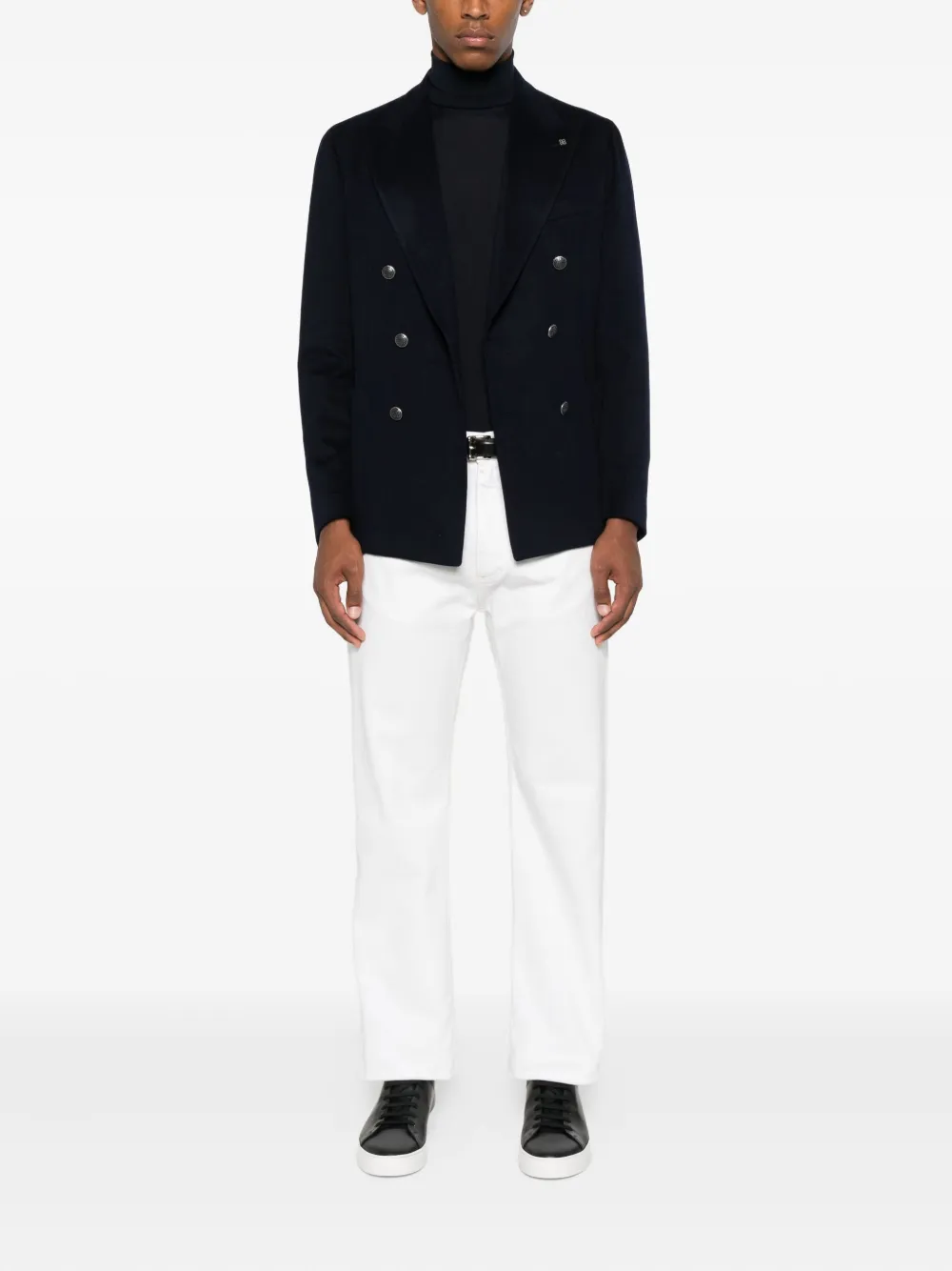 Tagliatore double-breasted cashmere blazer Blauw