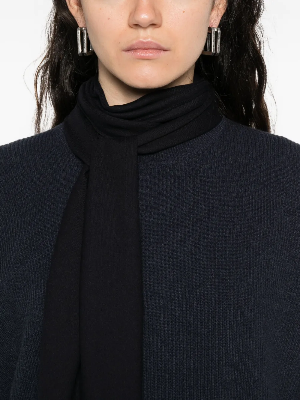 Brunello Cucinelli ribbed tie-neck dress Blauw