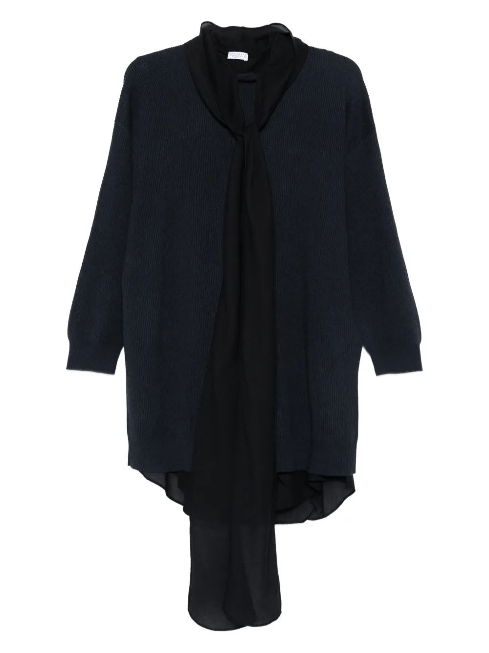 Brunello Cucinelli ribbed tie-neck dress - ブルー Brunello Cucinelli ribbed tie-neck dress - ブルー