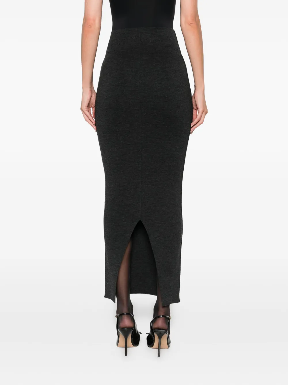 Alberta Ferretti high-waisted virgin wool maxi skirt Grijs