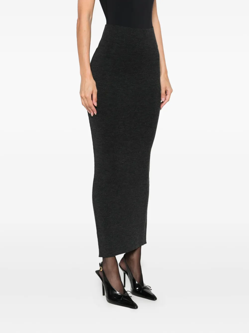 Alberta Ferretti high-waisted virgin wool maxi skirt Grijs