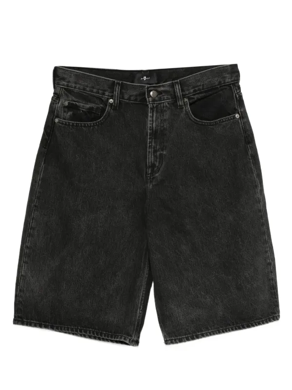 For All Mankind Cotton Denim Shorts Black FARFETCH IN