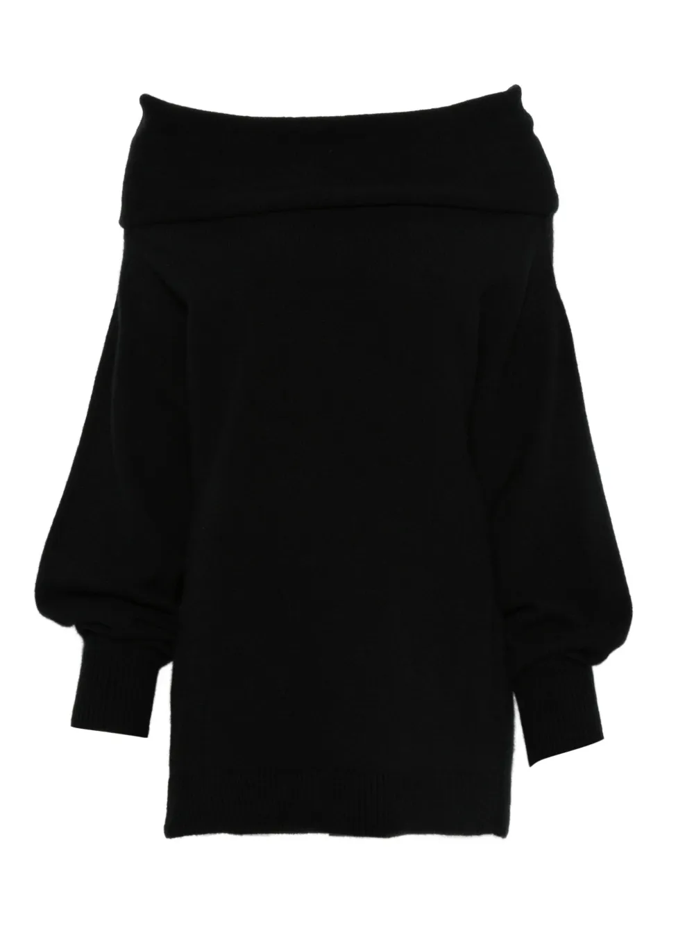 Malo off-shoulder balloon-sleeve sweater Zwart