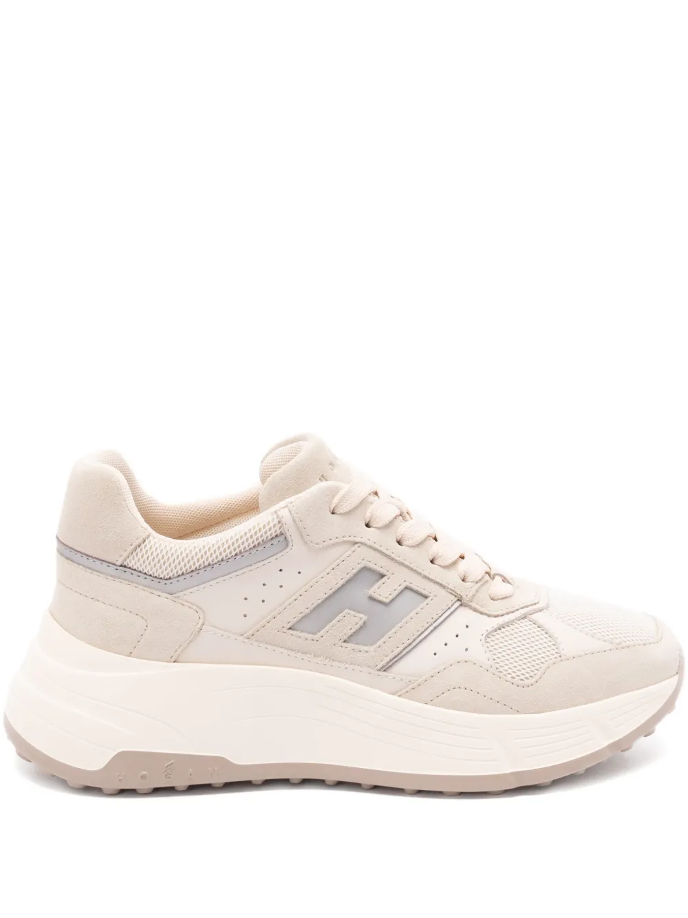 Hogan Hi-Fi panelled platform sneakers Beige