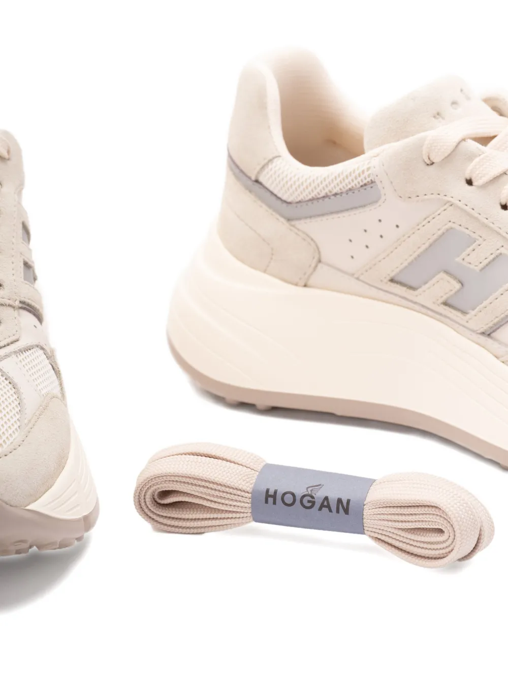 Hogan Hi-Fi panelled platform sneakers Beige