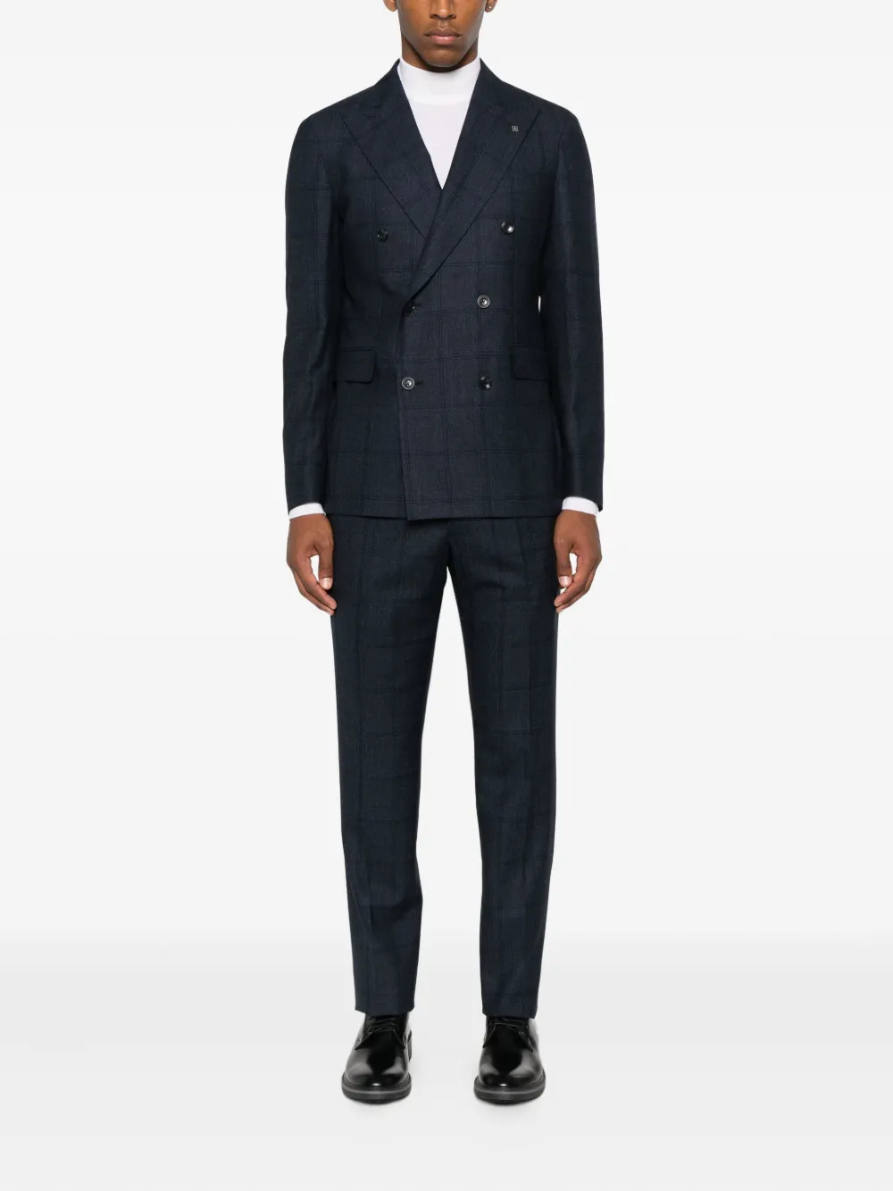 Tagliatore double-breasted checked suit Blauw