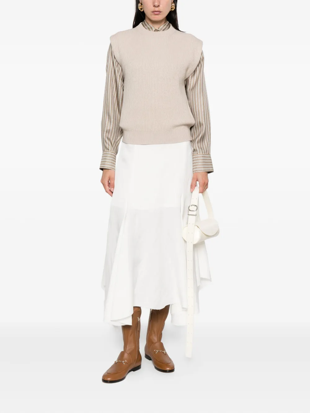 Brunello Cucinelli ribbed sleeveless sweater Beige