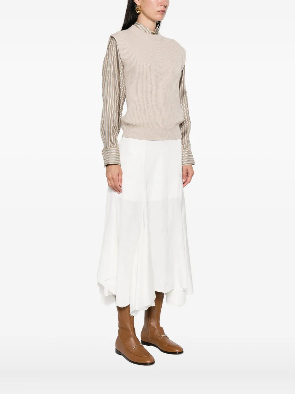 Brunello Cucinelli ribbed sleeveless sweater Beige