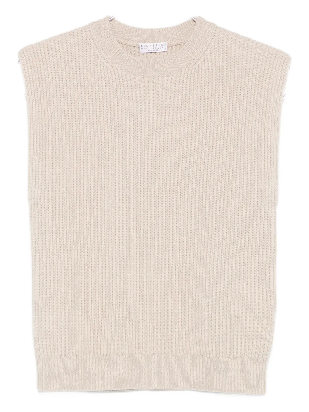 Brunello Cucinelli ribbed sleeveless sweater Beige