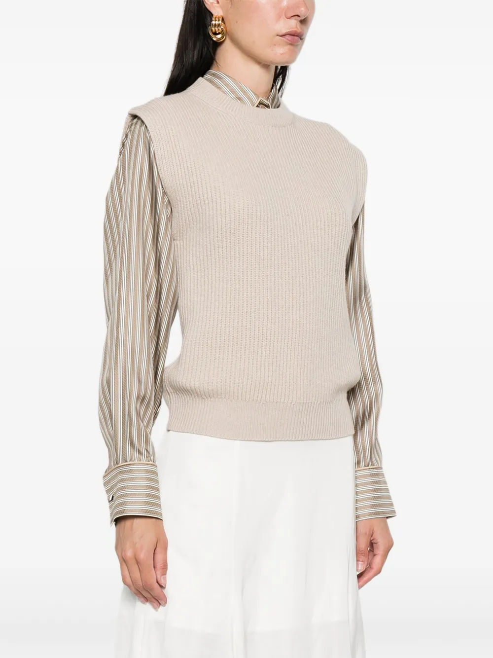  Brunello Cucinelli Ribbed Sleeveless Sweater - Neutrals 