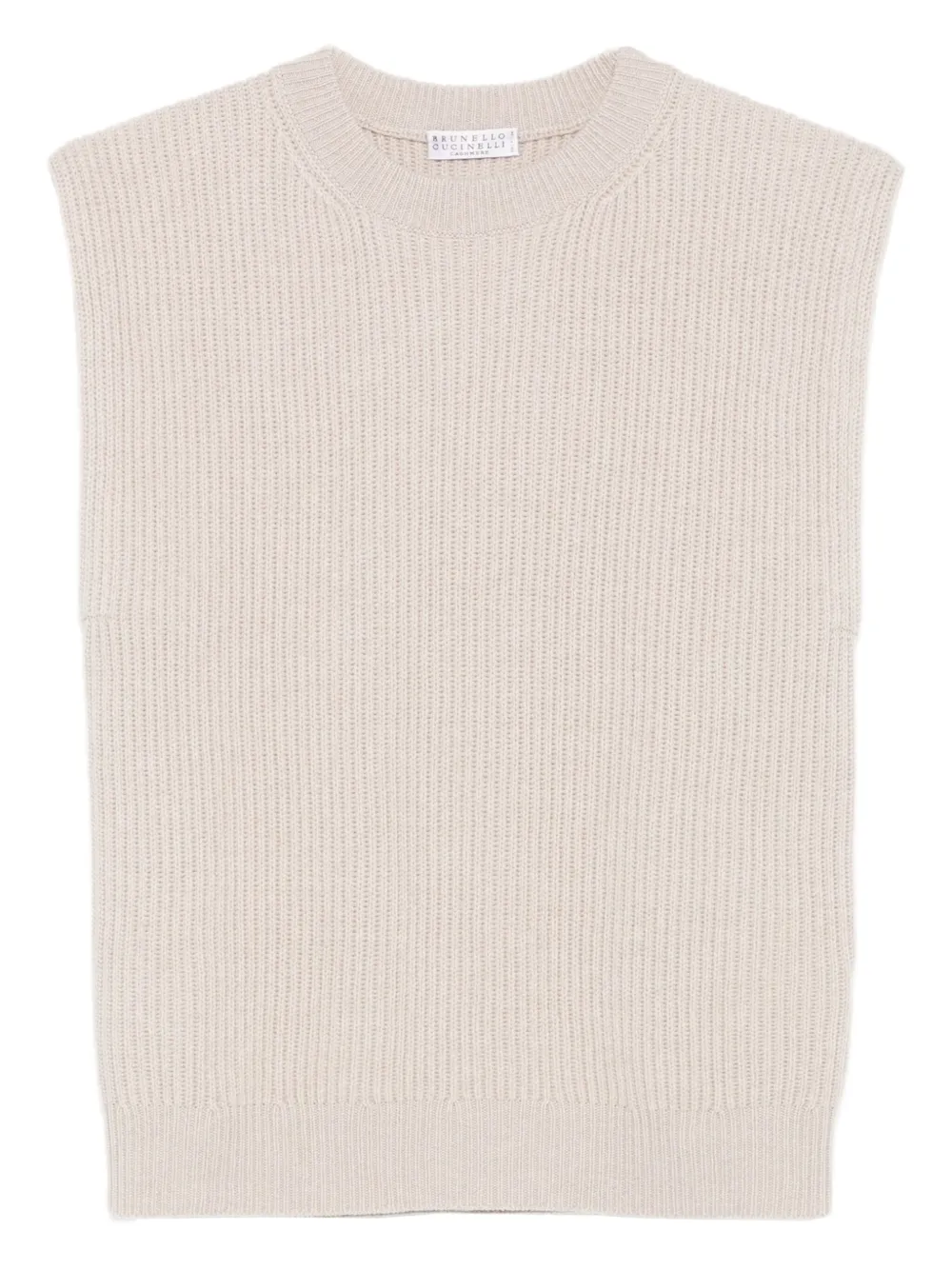 Brunello Cucinelli ribbed sleeveless sweater Beige