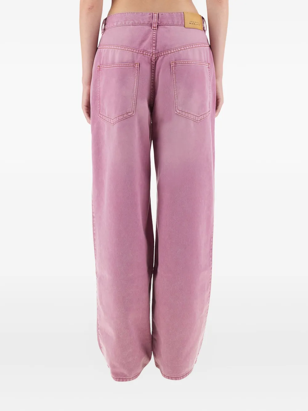 Isabel Marant Wide-leg Trousers With Belt Loops And Contrast Stitching In Pink