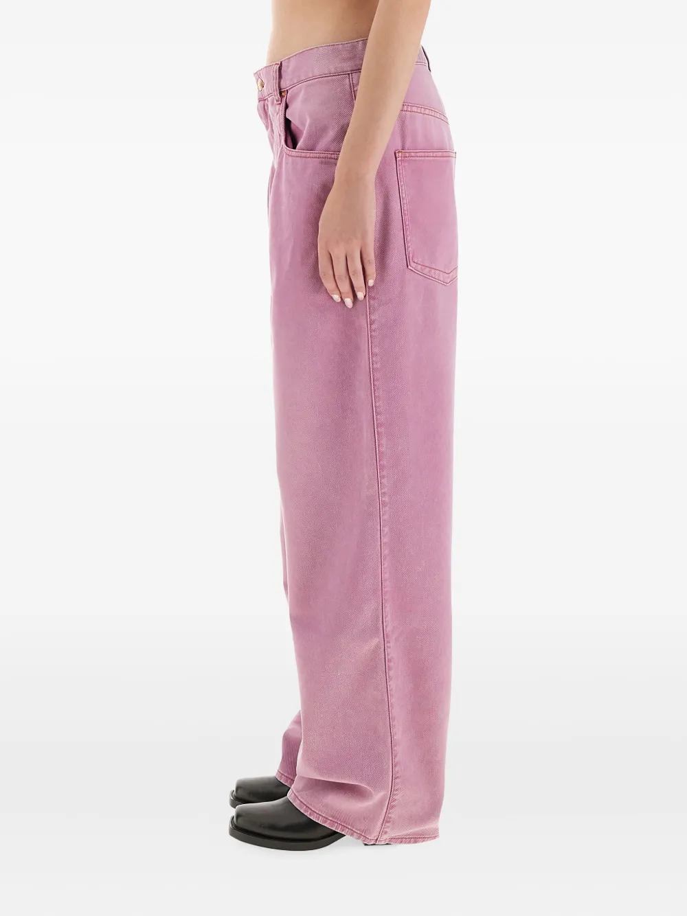 Isabel Marant Wide-leg Trousers With Belt Loops And Contrast Stitching In Pink