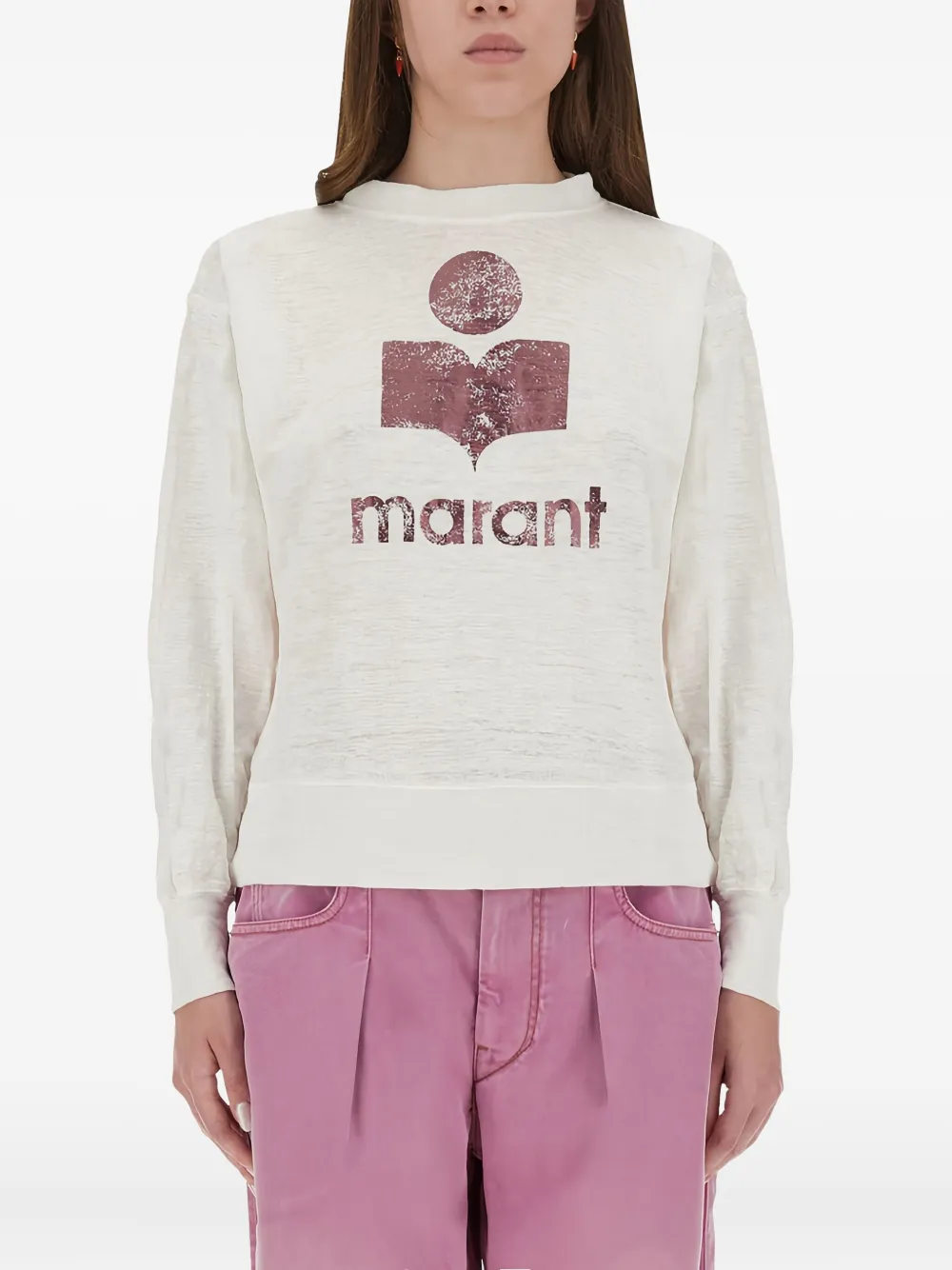 Isabel Marant Étoile Logo-print Long-sleeve T-shirt In White