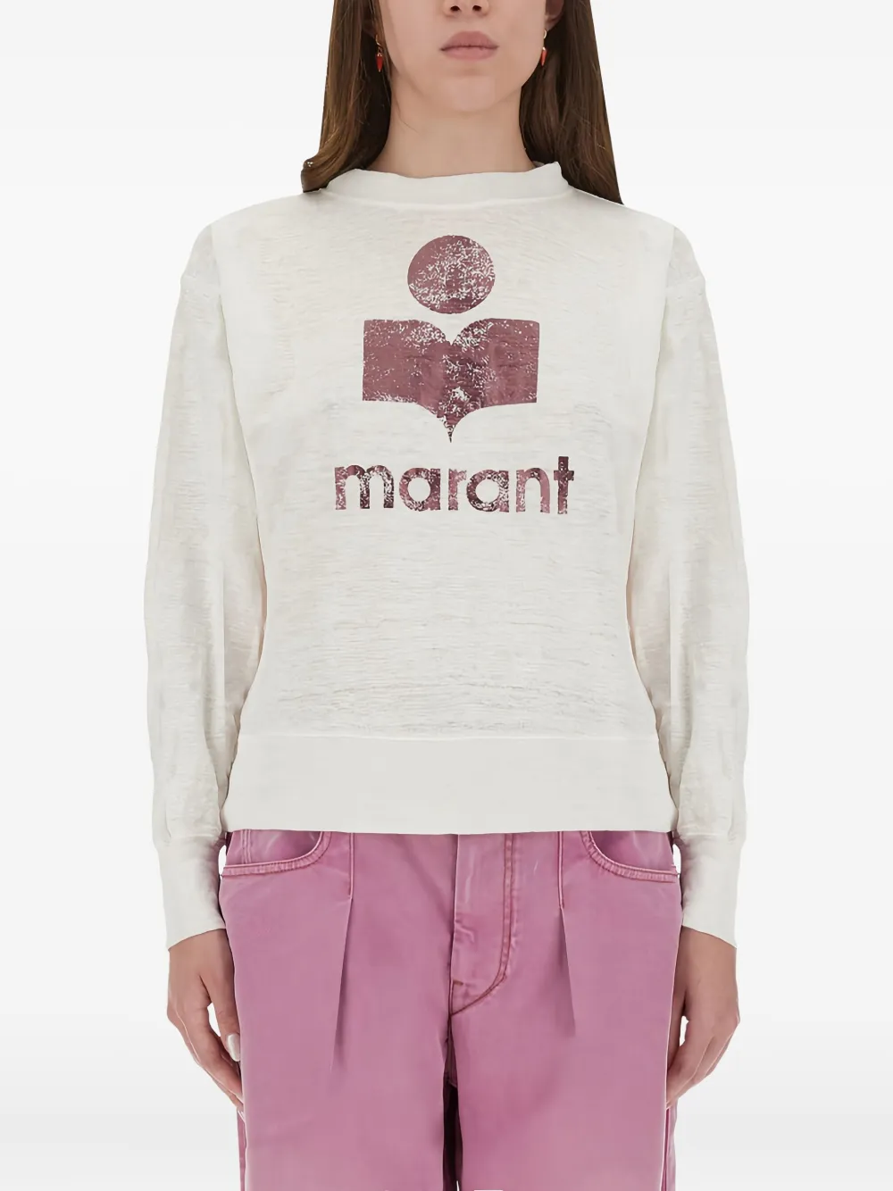 Isabel Marant Étoile Logo-print Long-sleeve T-shirt In White