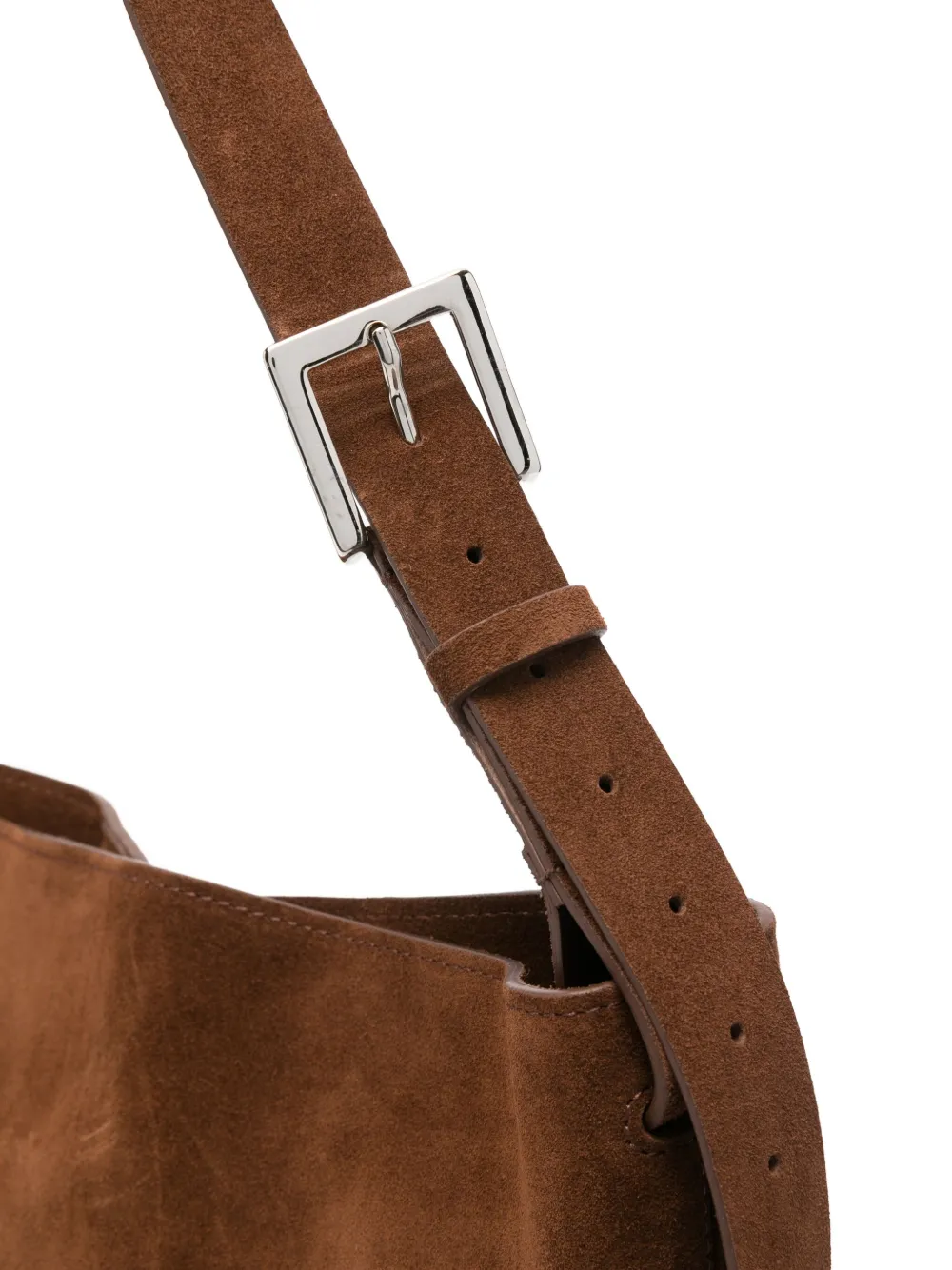 P.a.r.o.s.h Buckle-fastening Suede Shoulder Bag In Brown