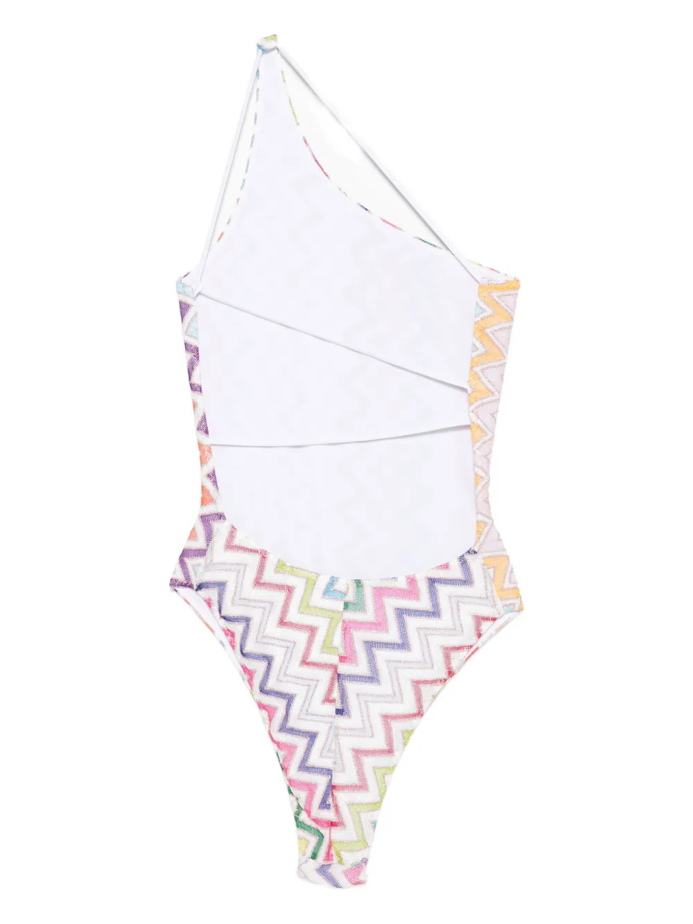 Missoni Zigzag One-shoulder Swimsuit In White