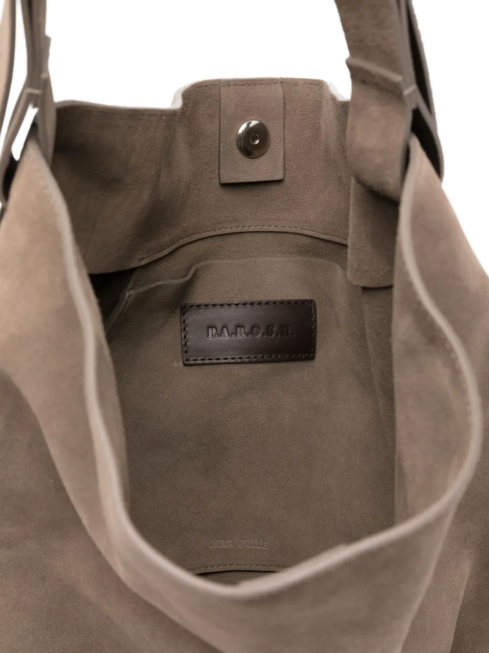 P.a.r.o.s.h Buckle-fastening Suede Shoulder Bag In Neutral