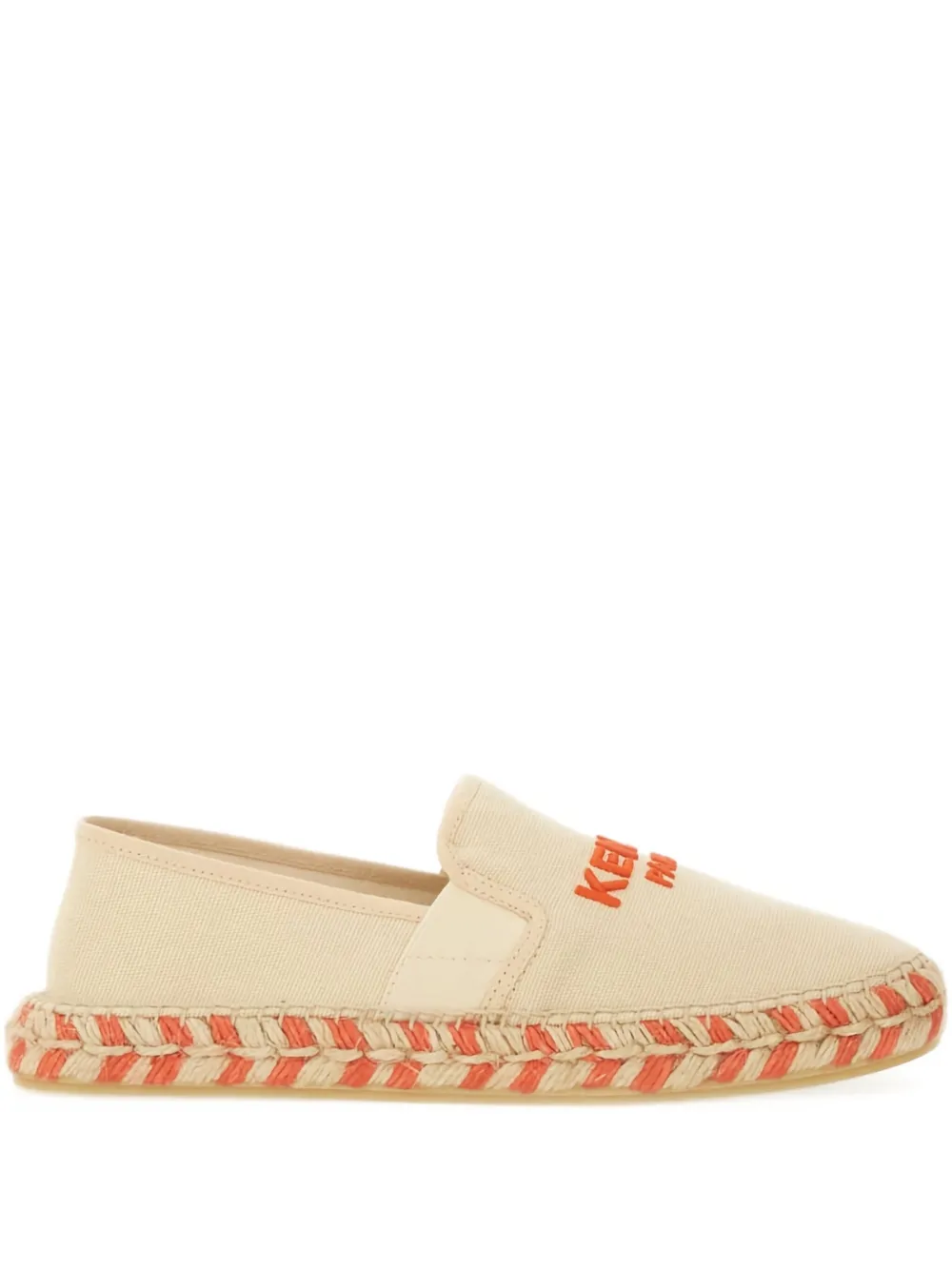 Kenzo Embroidered-logo Espadrille Flats In Neutral