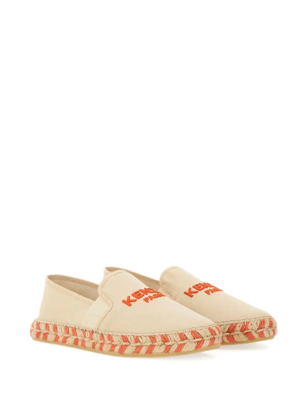Kenzo Embroidered-logo Espadrille Flats In Neutral