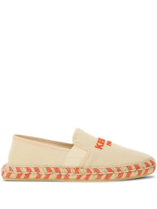 Kenzo embroidered-logo Espadrille Flats Neutrals FARFETCH