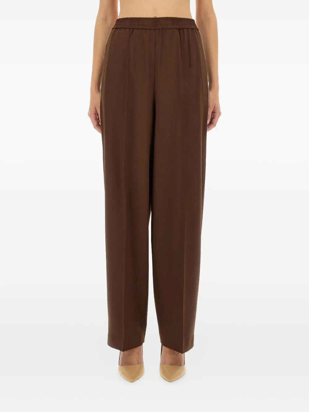 Fabiana Filippi elasticated-waistband wool trousers - Marrone
