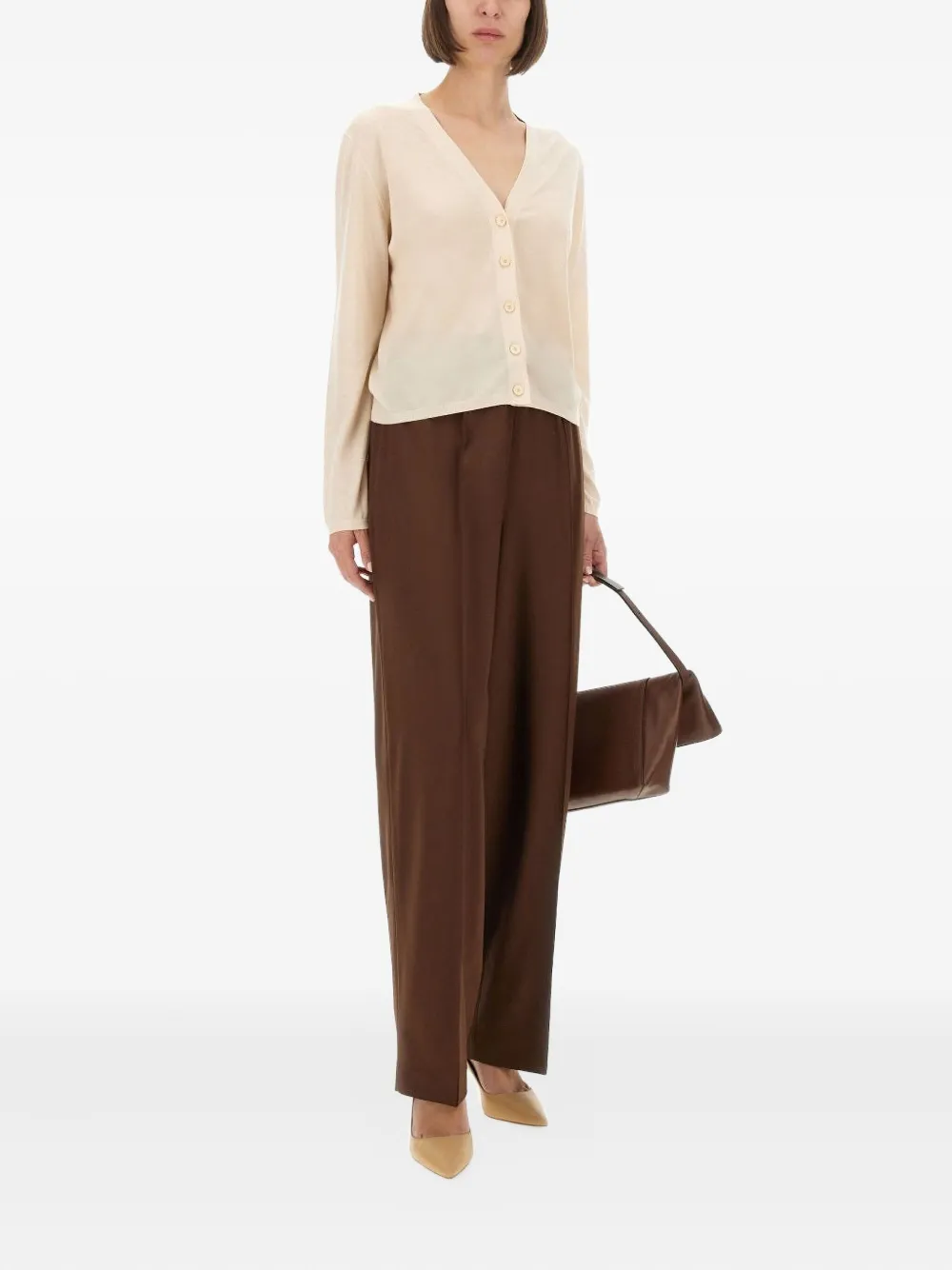 Fabiana Filippi elasticated-waistband wool trousers - Bruin