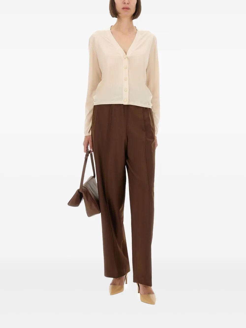 Fabiana Filippi Vest met knopen en V-hals Beige