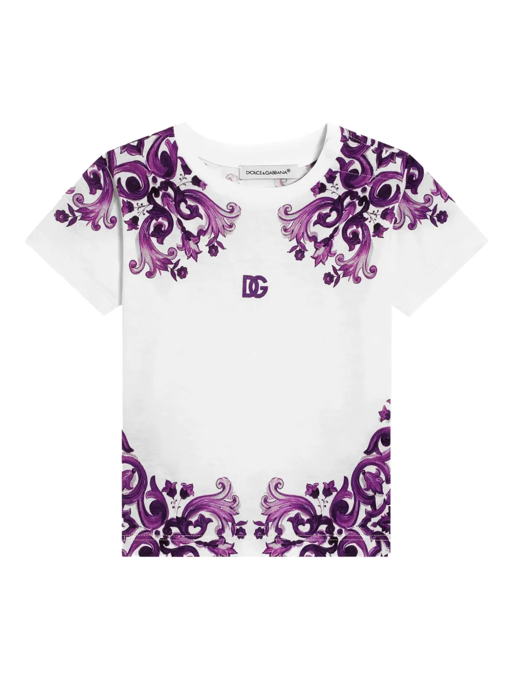 Dolce & Gabbana Kids T-shirt con logo a fiori - Bianco
